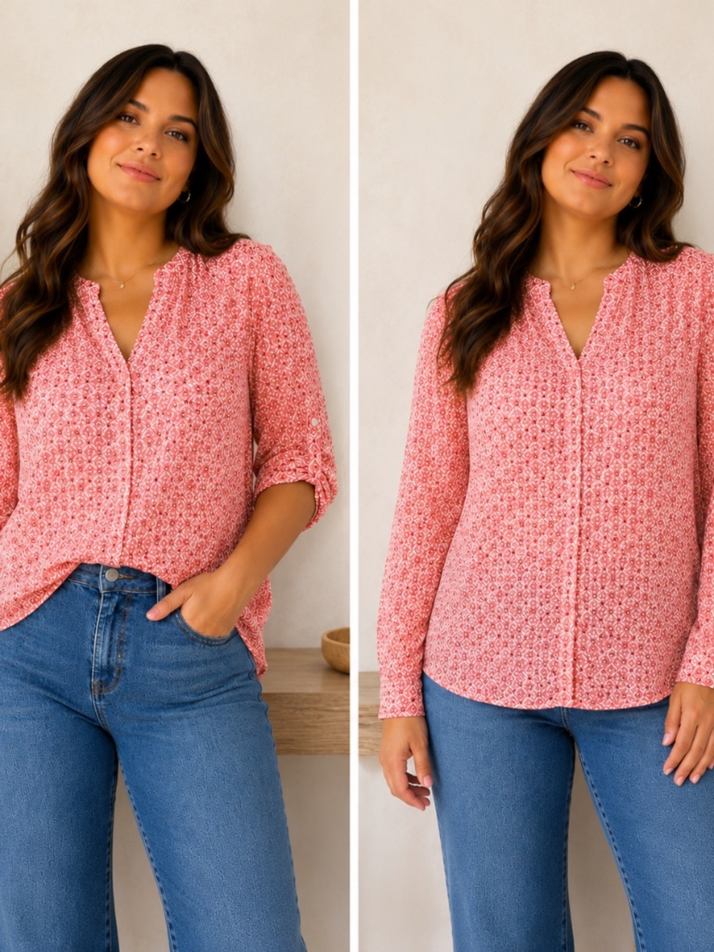 Kut From The Kloth Sheer Pink Geometric Blouse Size L Lightweight Boho